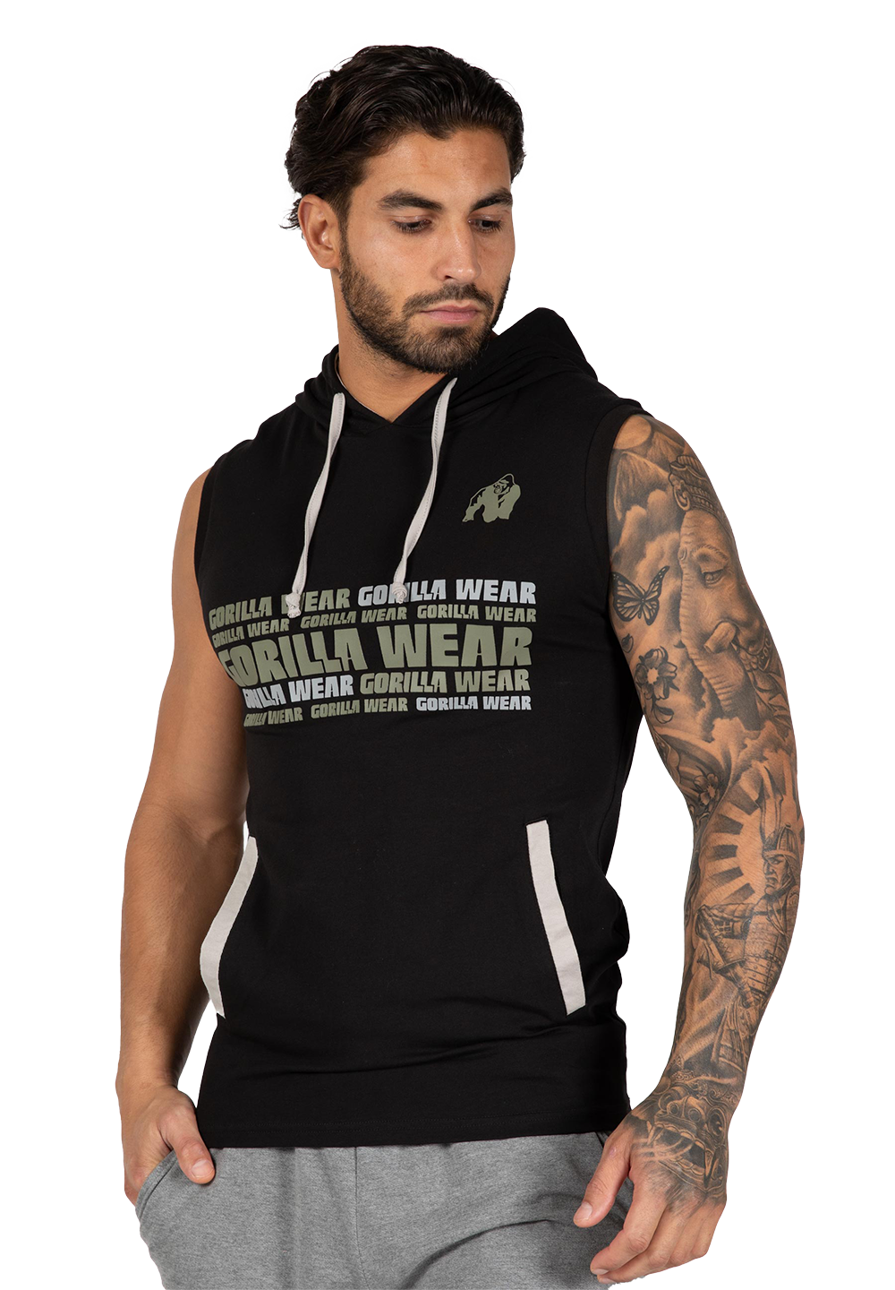 Худи Melbourne S/L Hooded T-shirt – Black от Gorilla Wear