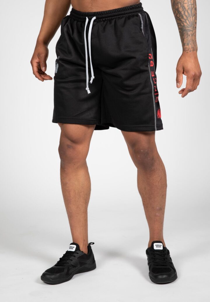 Шорты Gorilla Wear черный красный мужские спортивные