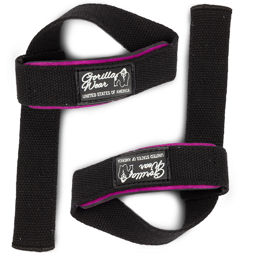 998039070 womens padded lifting straps 01 - Women's Padded Lifting Straps - Black/Purple
