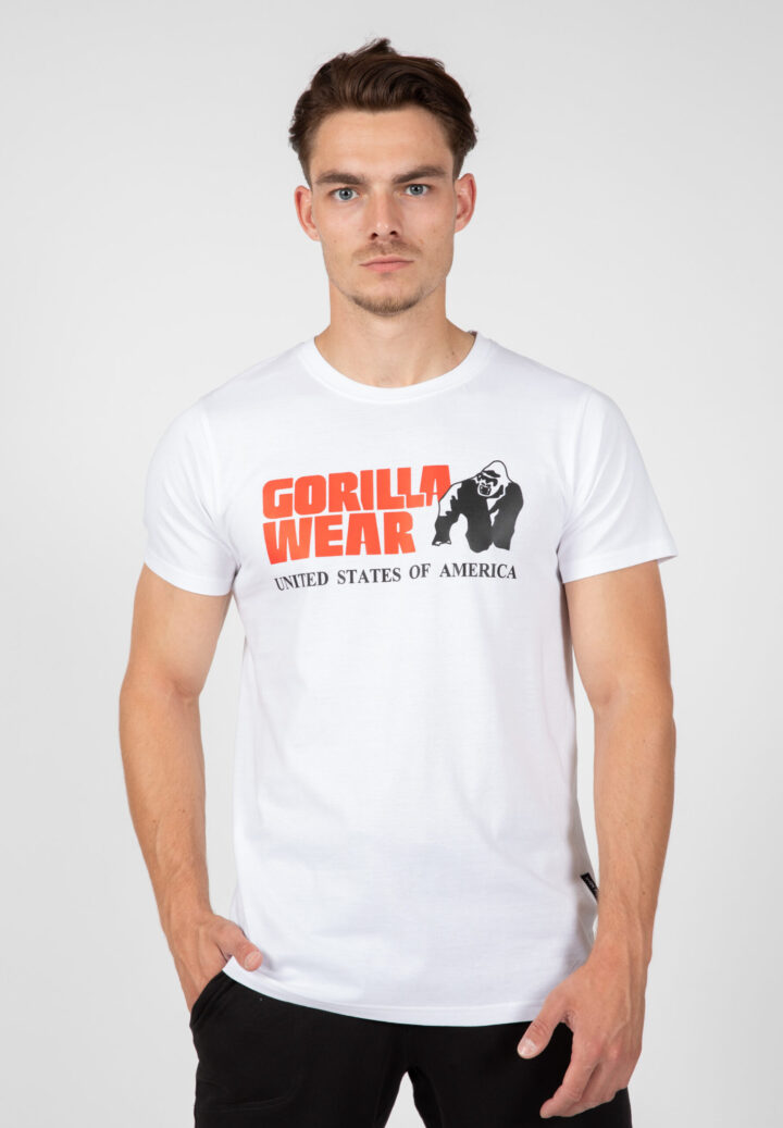 Логотип Gorilla Wear на груди футболки Classic – Белой для узнаваемости бренда