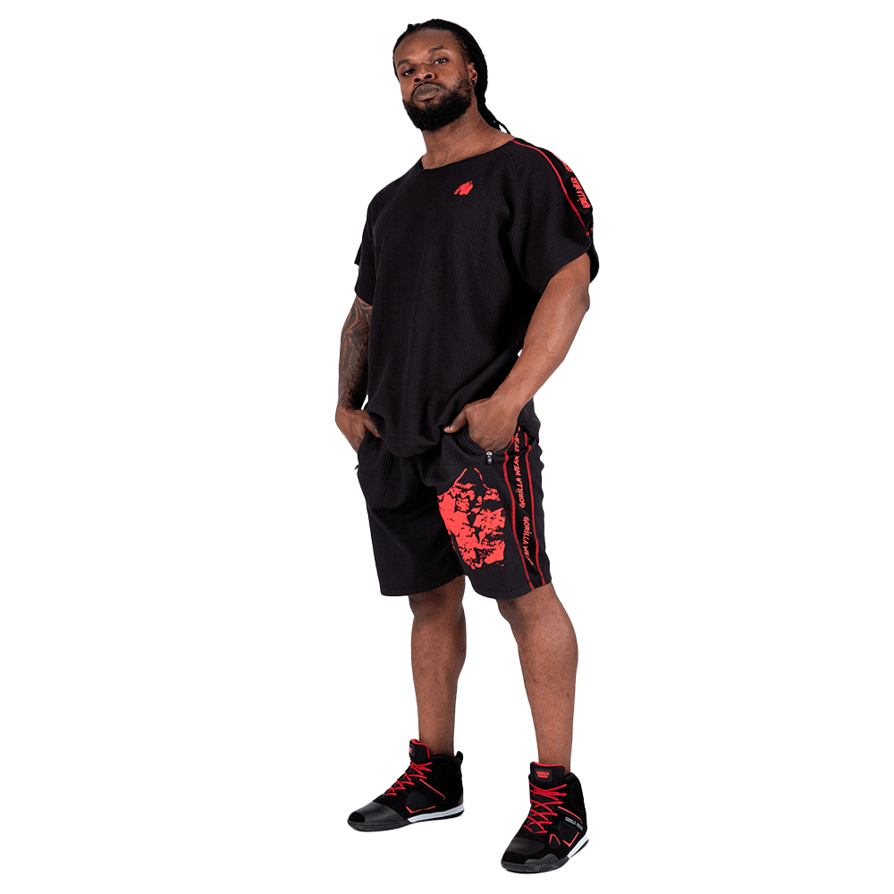 90999905 buffalo old school workout shorts black red 13 - Buffalo Old School Workout Shorts - Black/Red
