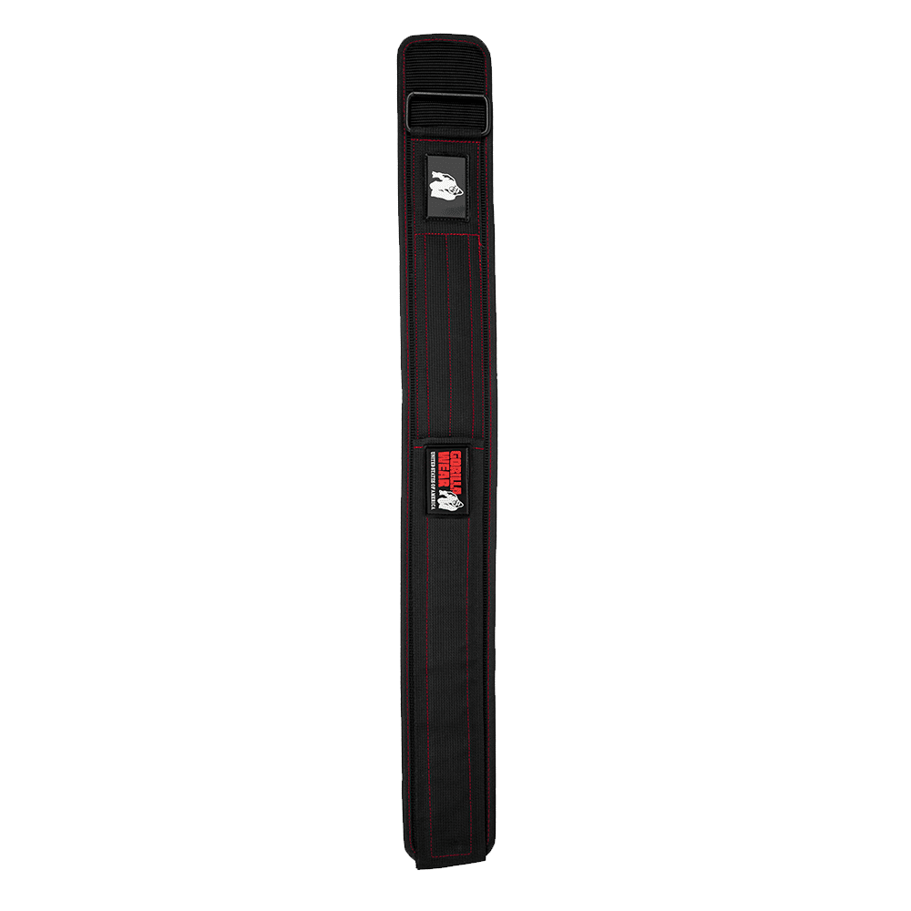 Gorilla Wear 4 Inch Nylon Lifting Belt – Black/Red Stitched