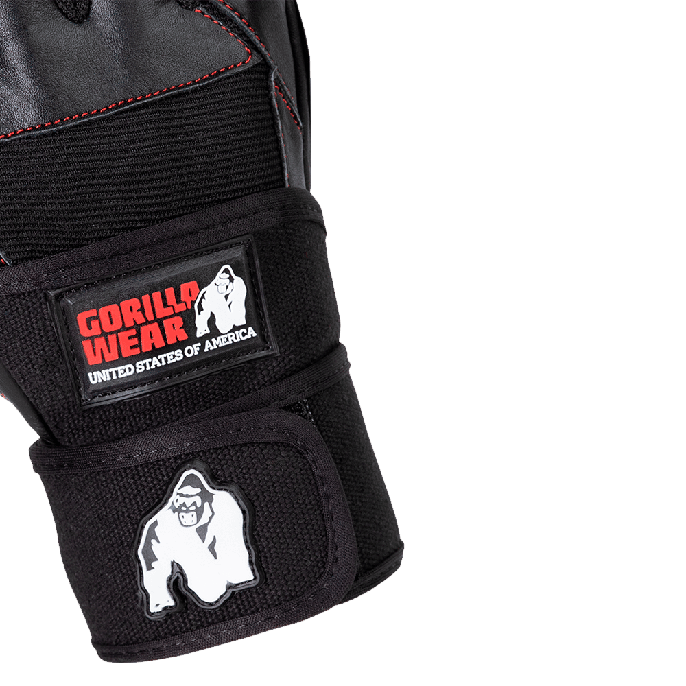 Dallas Wrist Wraps Gloves — Black/Red Stitched