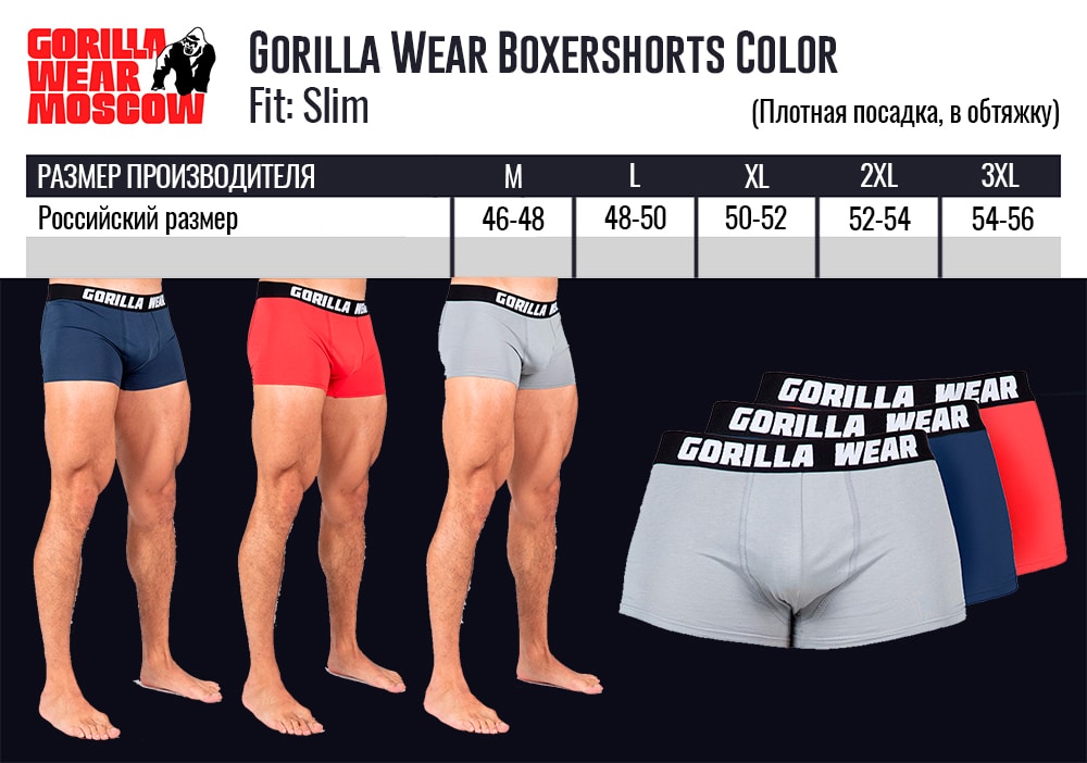 Gorilla Wear Boxershorts 3-Pack — Gray/Navy/Red
