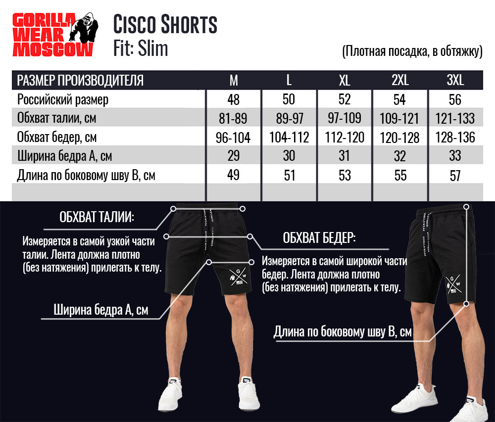 Размерная сетка Cisco Shorts - Black