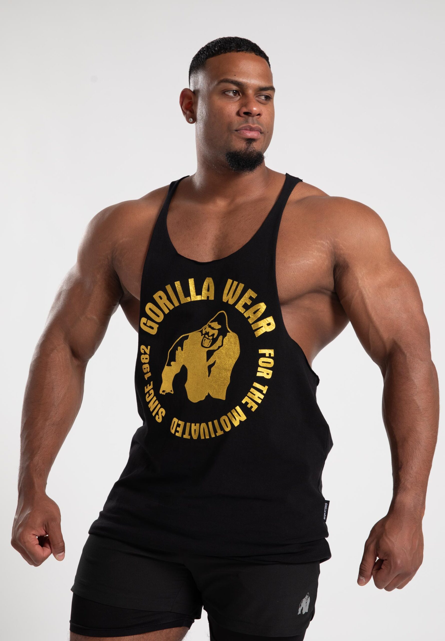 Мужская майка Melrose Stringer черная с золотым Gorilla Wear