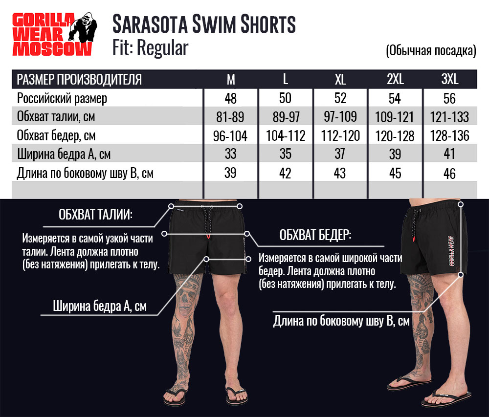 Размерная сетка Sarasota Swim Shorts
