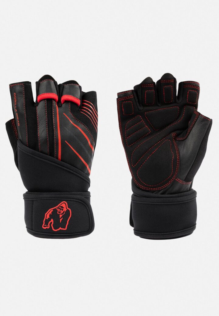 Перчатки для фитнеса и бодибилдинга Dallas Wrist Wraps Gloves 2.0 - Black/Red от Gorilla Wear