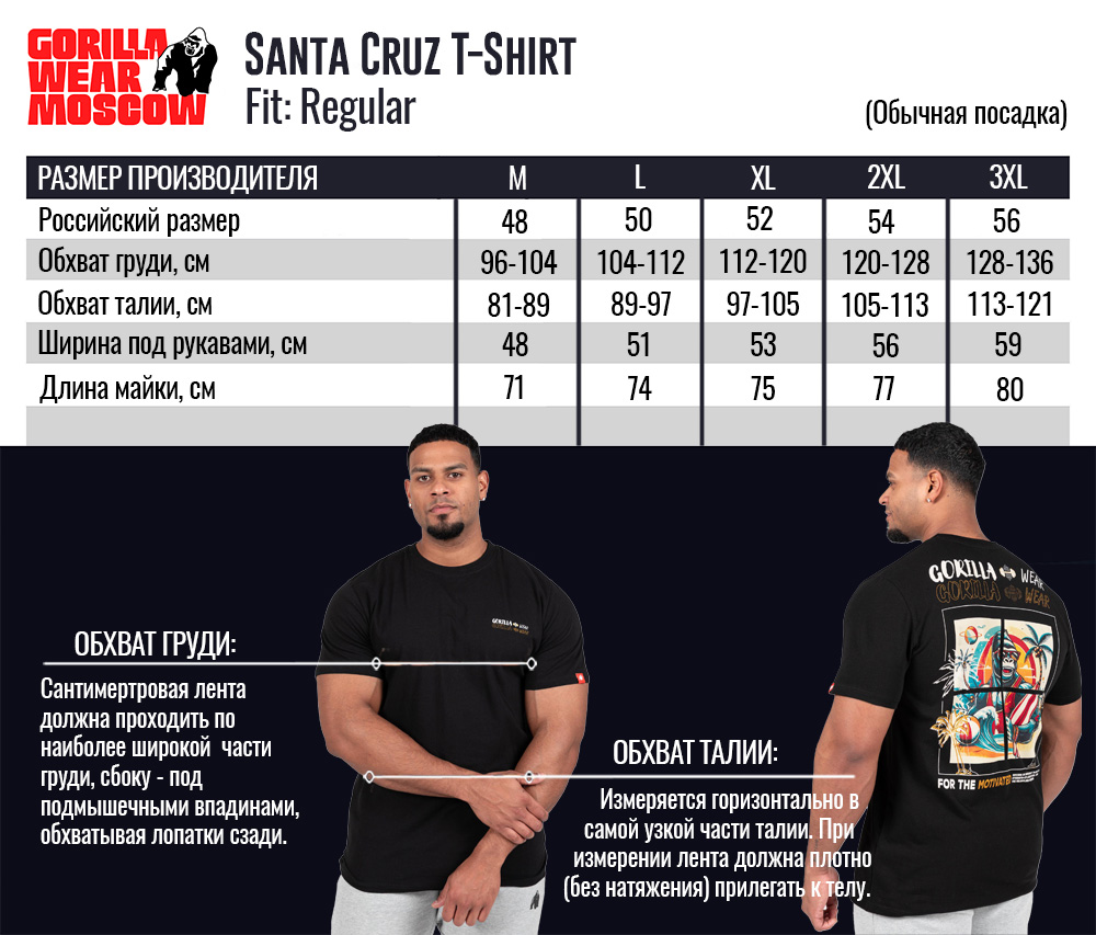 Размерная таблица Santa Cruz T-Shirt