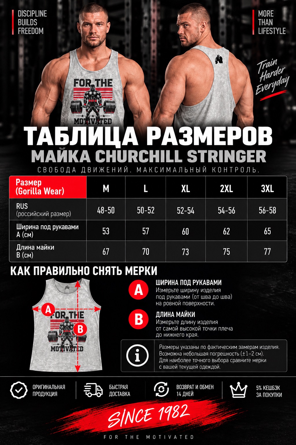 Размерная таблица Майка Churchill Stringe